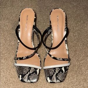 Marc Fisher Black and White Snake Print Heels